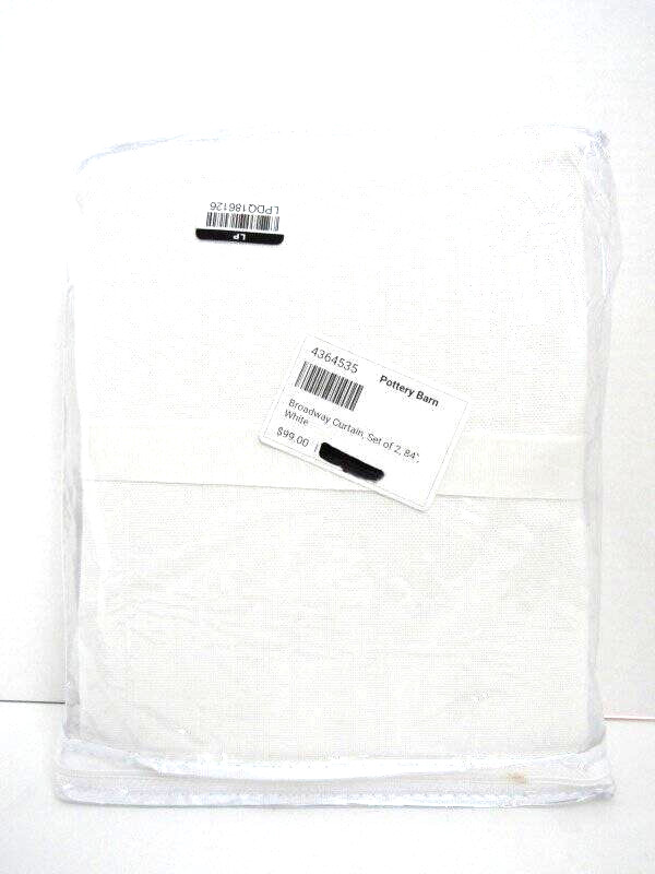 Pottery Barn Broadway Curtain, Set of 2 50″ x 84″ Unlined White New