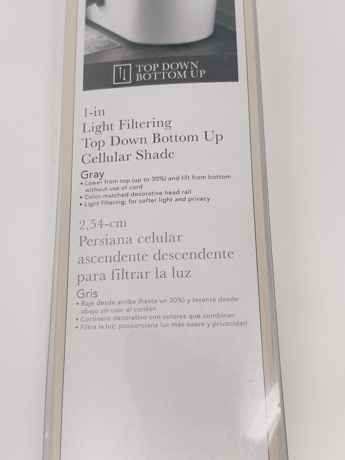 Allen + Roth Cellular Shade Light Filtering Top Down Bottom Up Gray 32×72