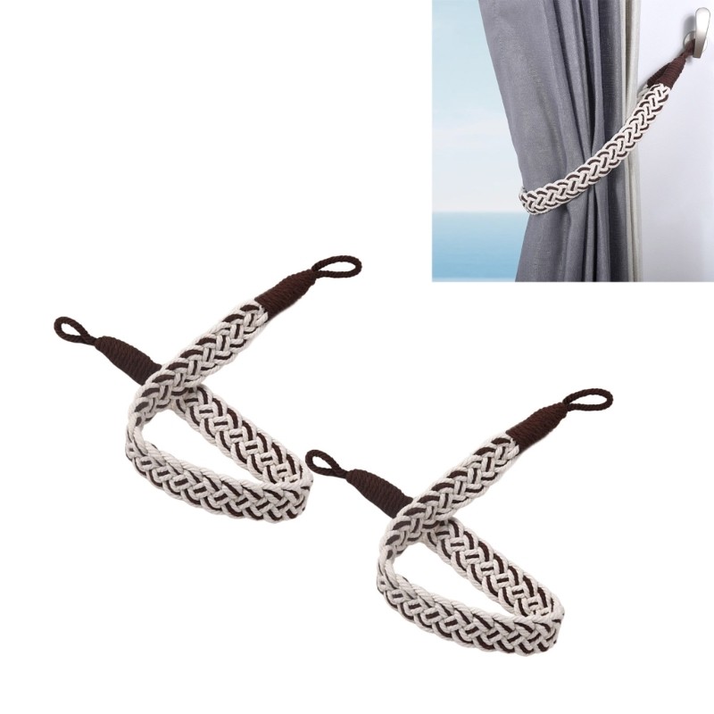 2 Pack Woven Window Curtain Tie Multipurpose Fabric Organizers for Home Decors