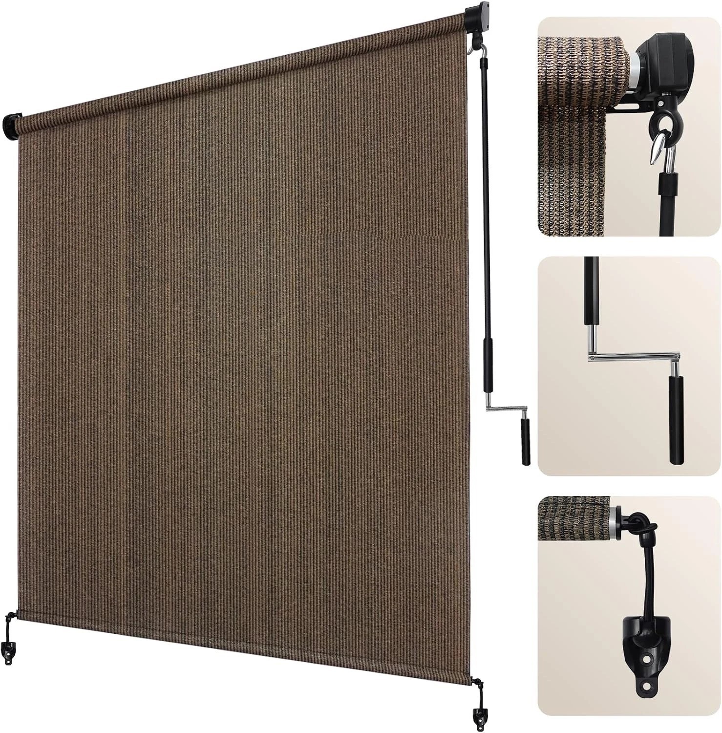 Versatile Mocha Cordless Patio Shades 72”W x 96”H – Easy Assembly Blinds