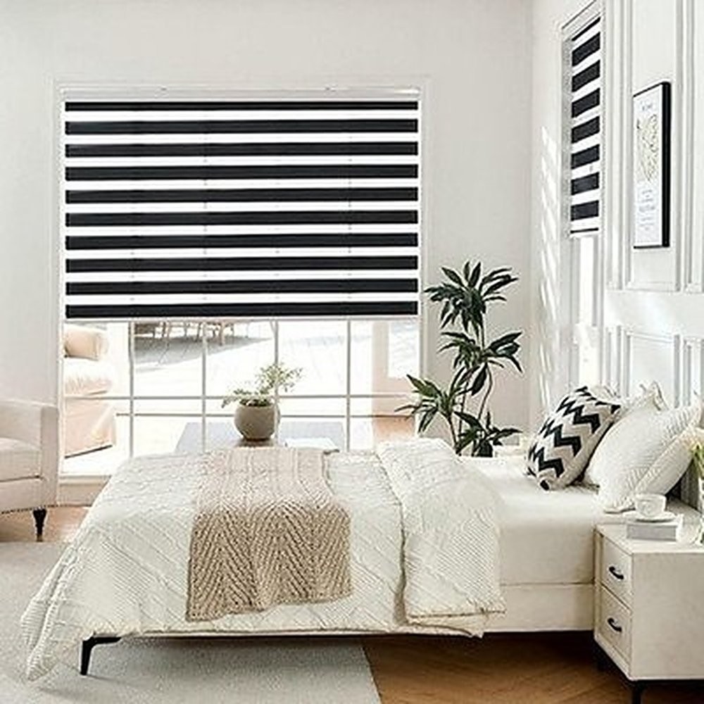 Joydeco Cordless Zebra Blinds for Windows, Dual Layer Free-Stop Zebra #R03