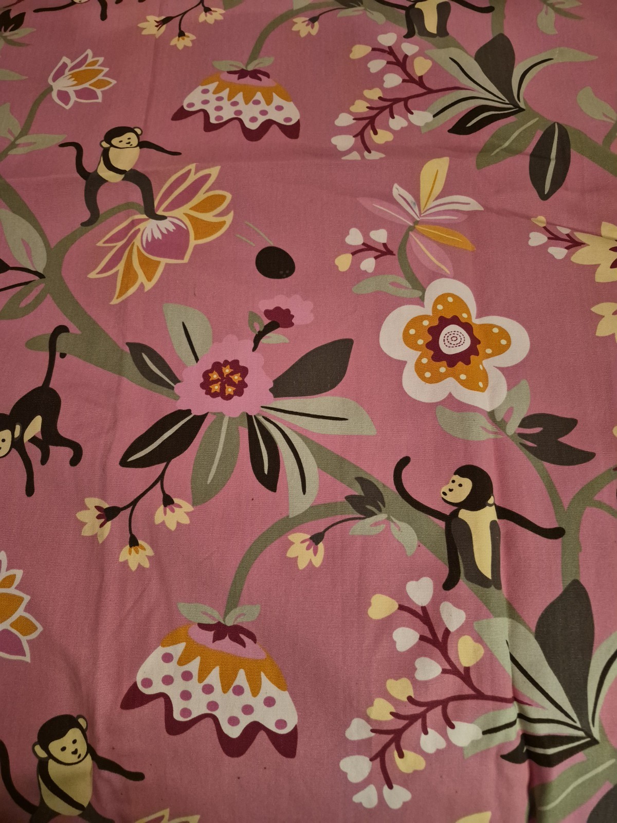 Pottery Barn Kids Pink Curtains Set Of 2 Monkey Floral Print 50×84