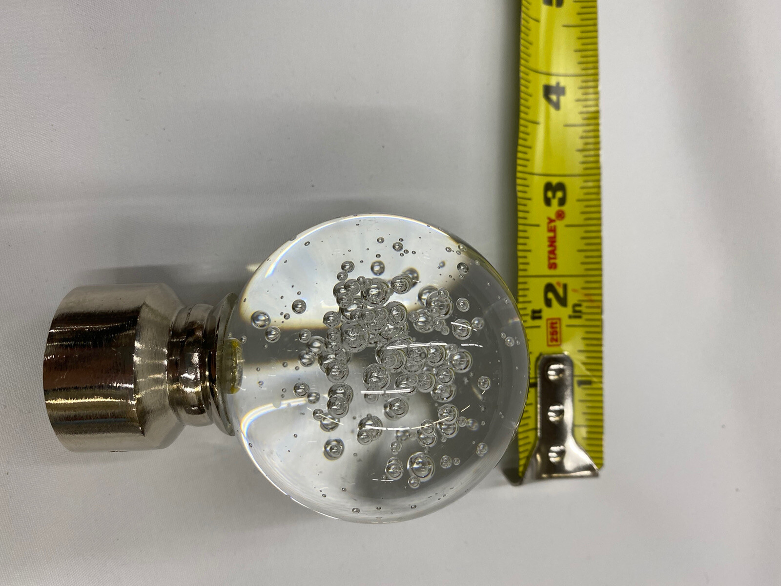1x Curtain Rod Finials Bubble Clear Luster Chrome – Fits 1” Rod