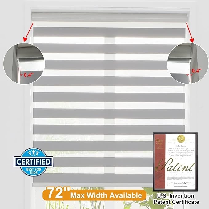METechs Manual On Sale Zebra Blinds Shades Manual — Cordless, Gray, Polyester