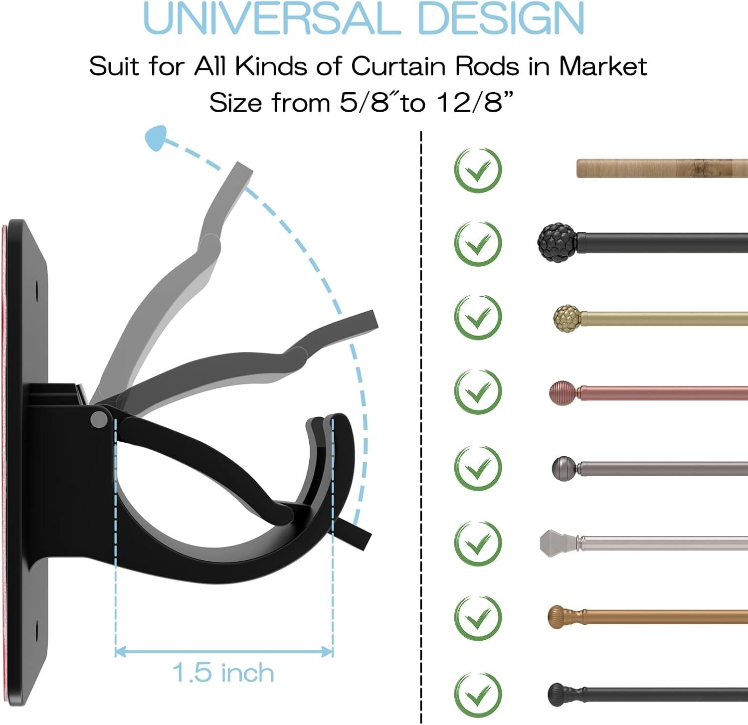 Universal Plastic Curtain Rod Holders – Elegant 4-Piece Set for Easy Hanging