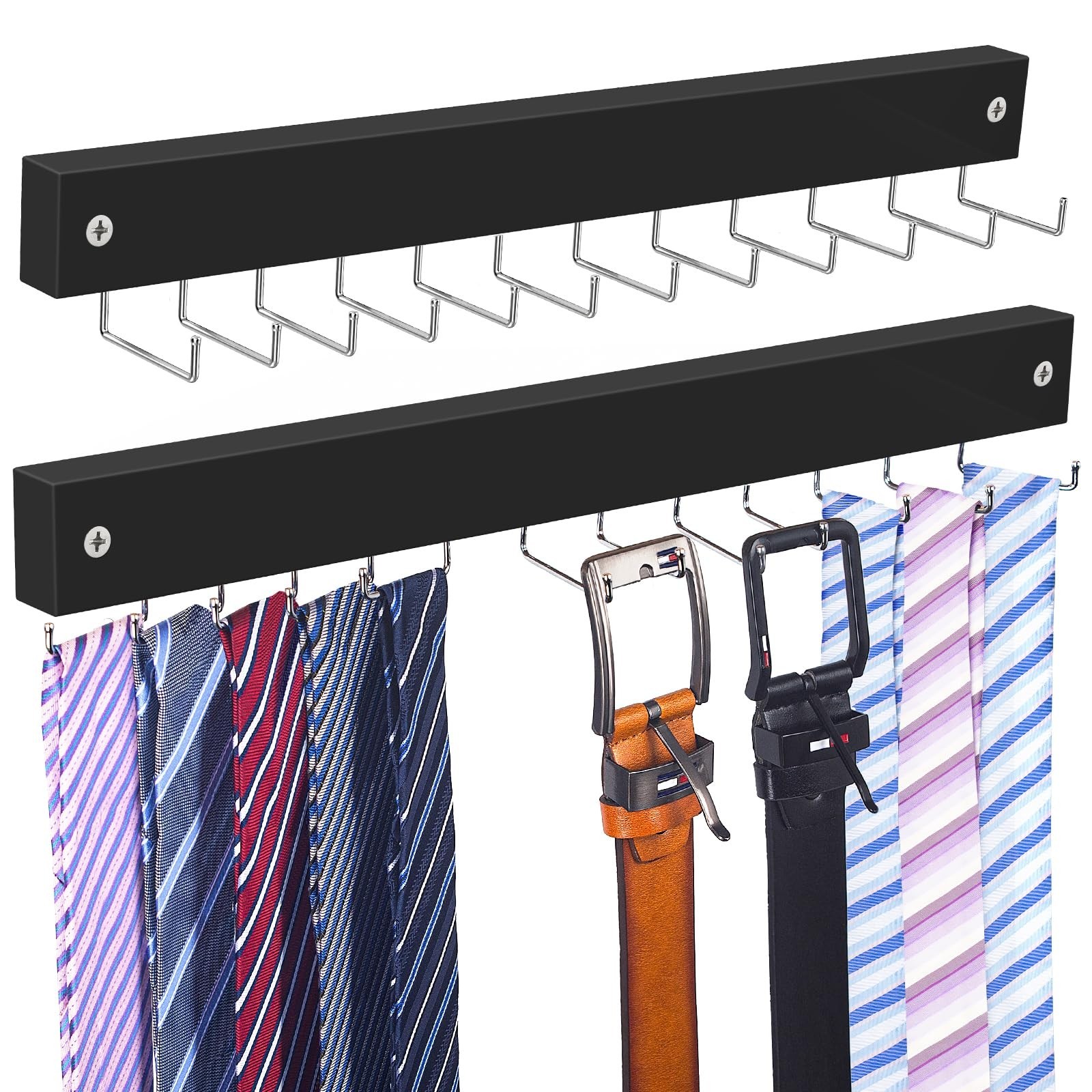 2 Pack Belt Hanger Wall Mount, Large Capacity Tie and Belt Organizer for Wall…