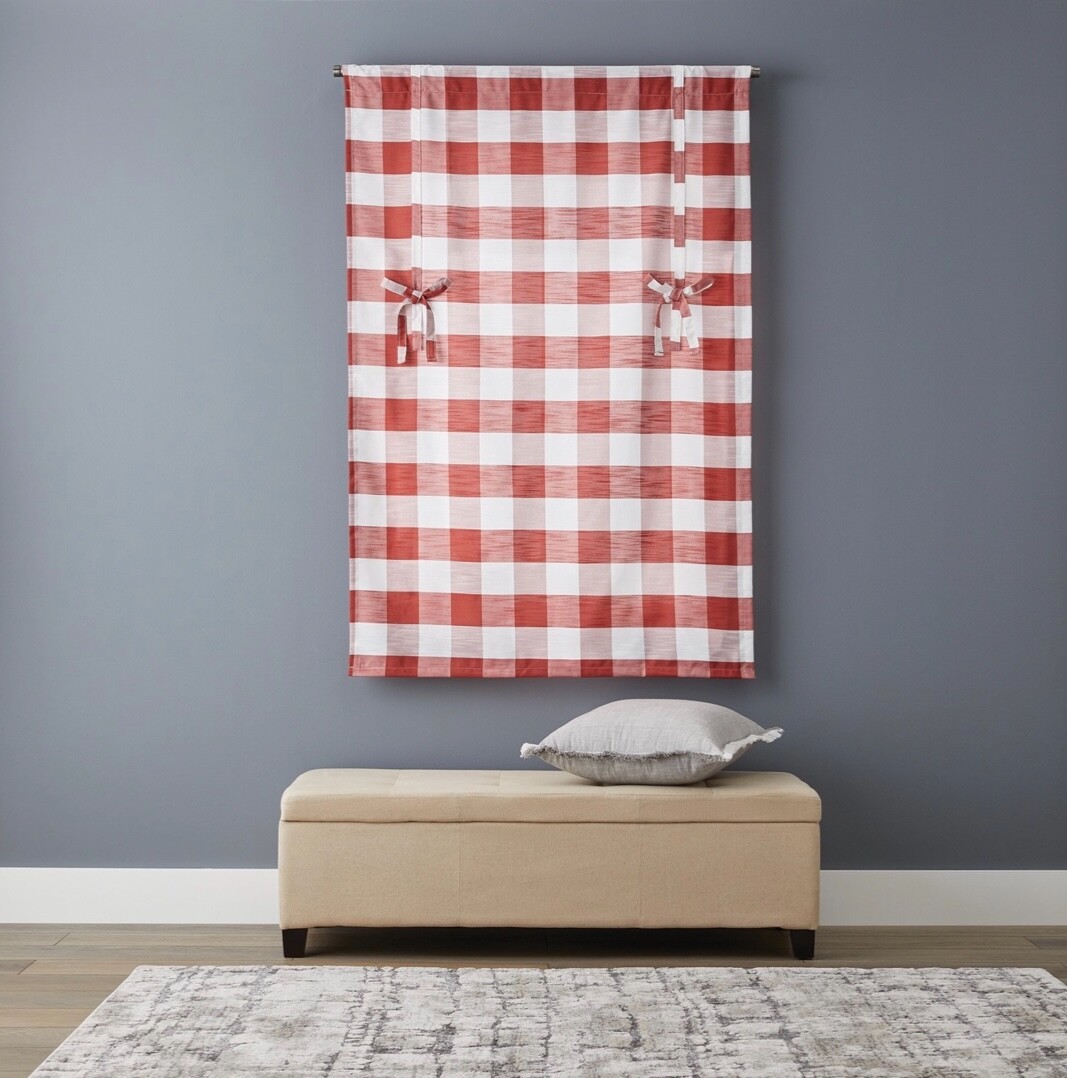 Better Homes & Gardens Buffalo Check Balloon Shade Brick Red/White 42”x 63”