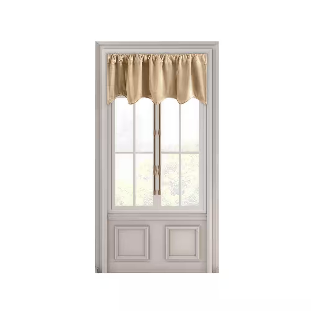 Premium Velvet 50 In. W X 17 in . L Scalloped Valance in Champagne