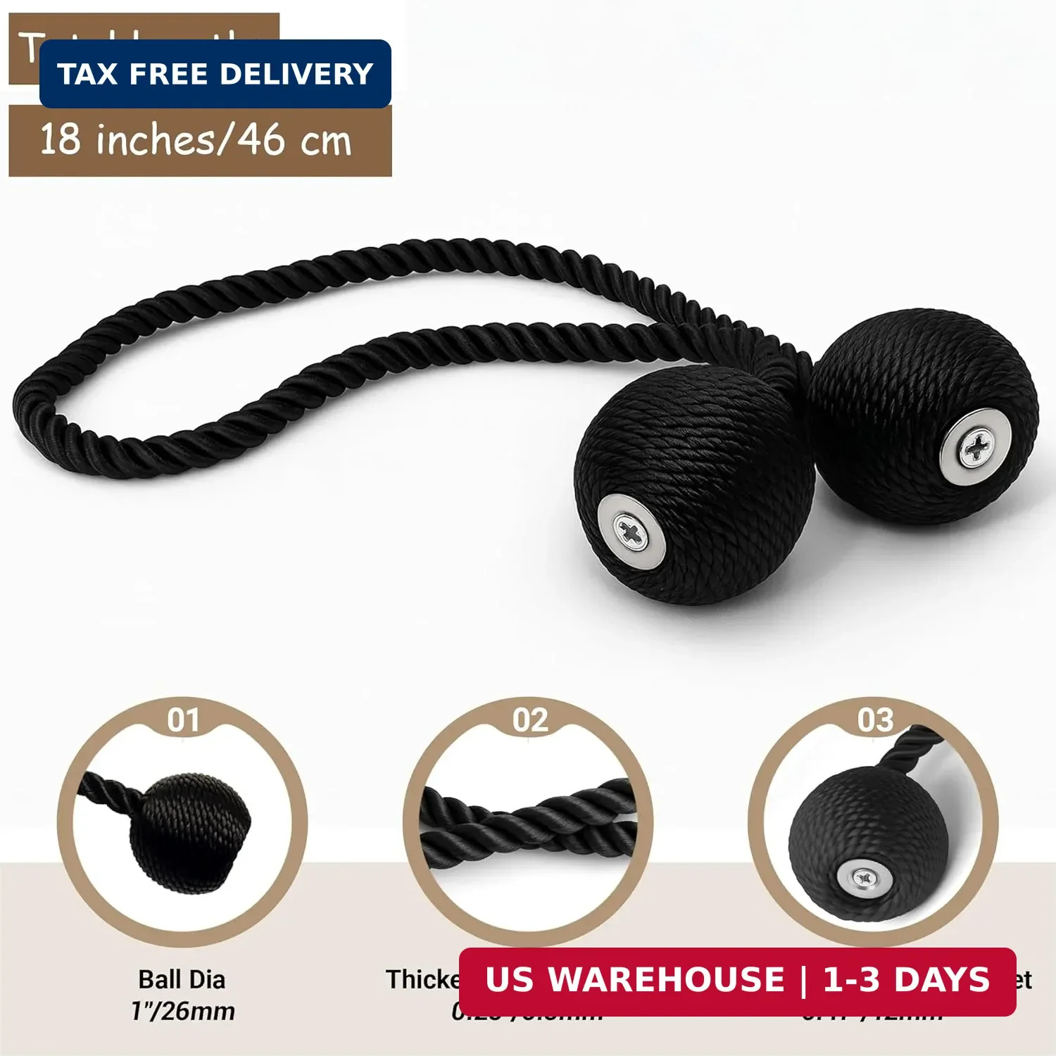 Magnetic Curtain Tiebacks Black 2 Pack Curtain Holdbacks Clips Hooks