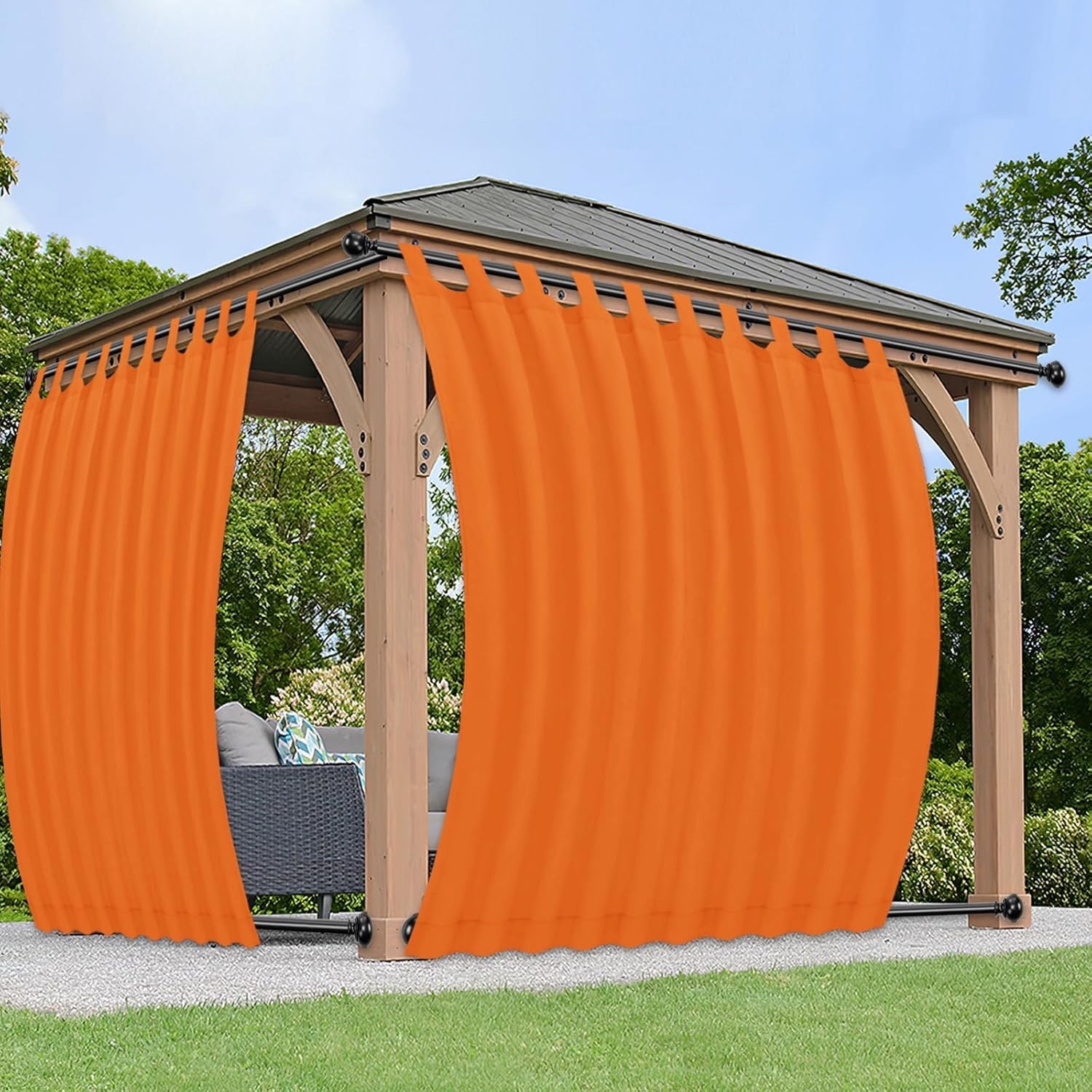 PureFit Outdoor Curtains for Detachable Sticky Tab Top Patio 110x108in 2 Panels