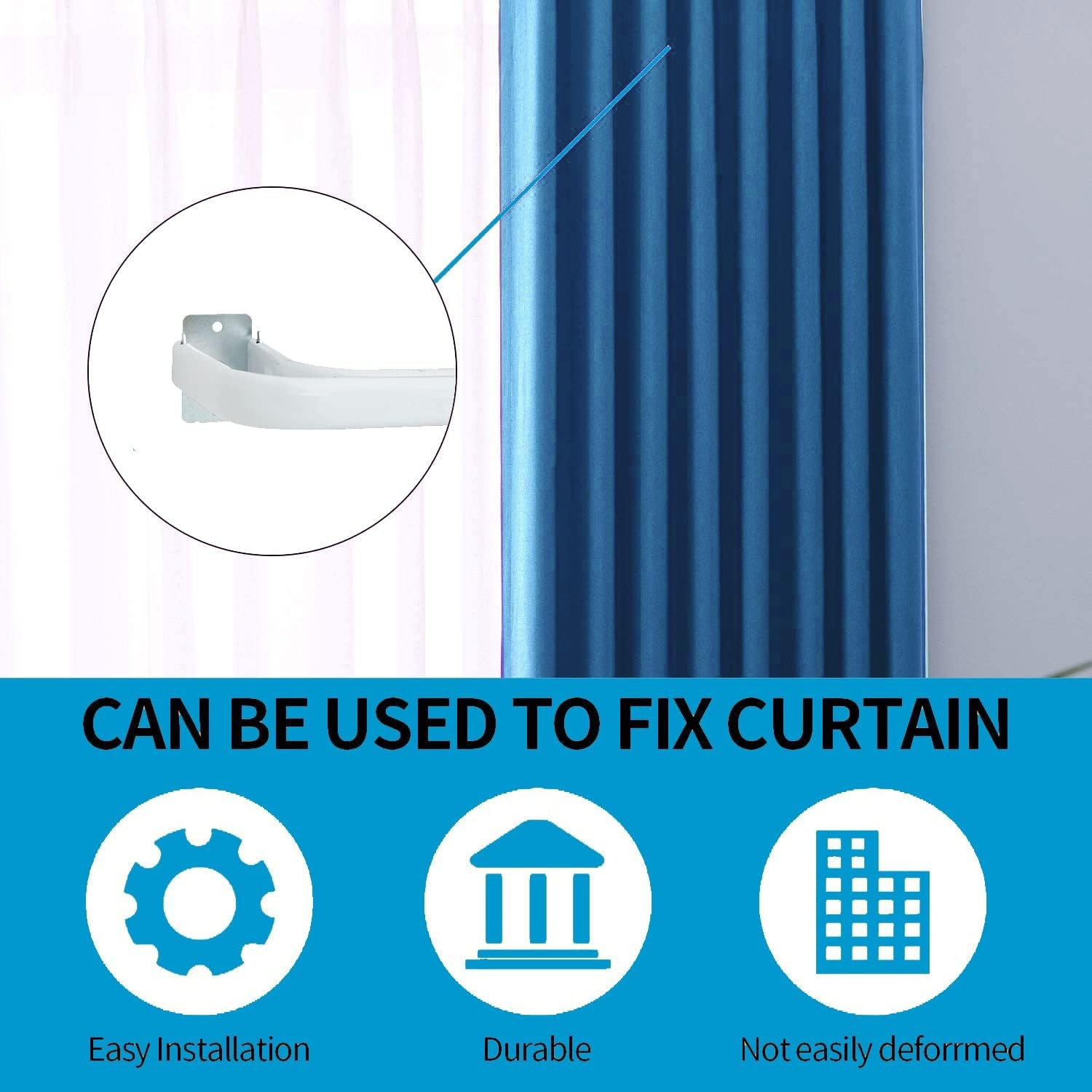 Kowibcl Double Curtain Rod Bracket, 6 Pcs Curtain Hooks with Screws, Wall Mou…