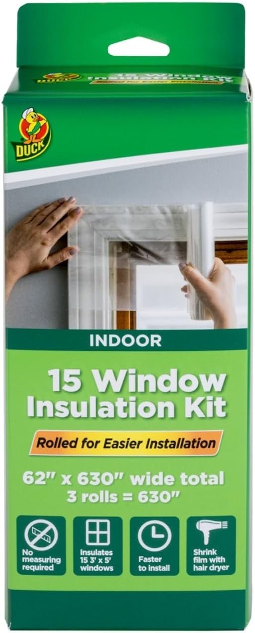 “Energy-Saving Window Seal Kit – Insulate 15 Windows with Simple Heat Shrink Fil