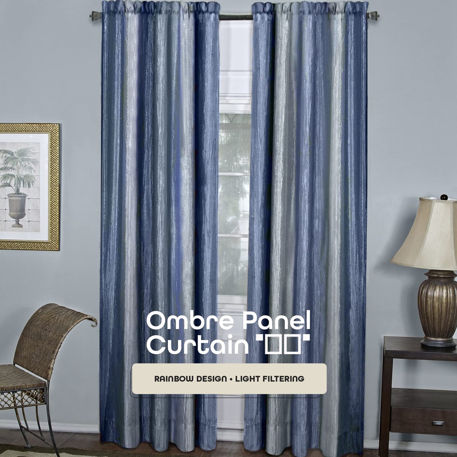 Ombre Panel Light Filtering Semi-Sheer Window Curtain – 63 Inch Length, 50 In…
