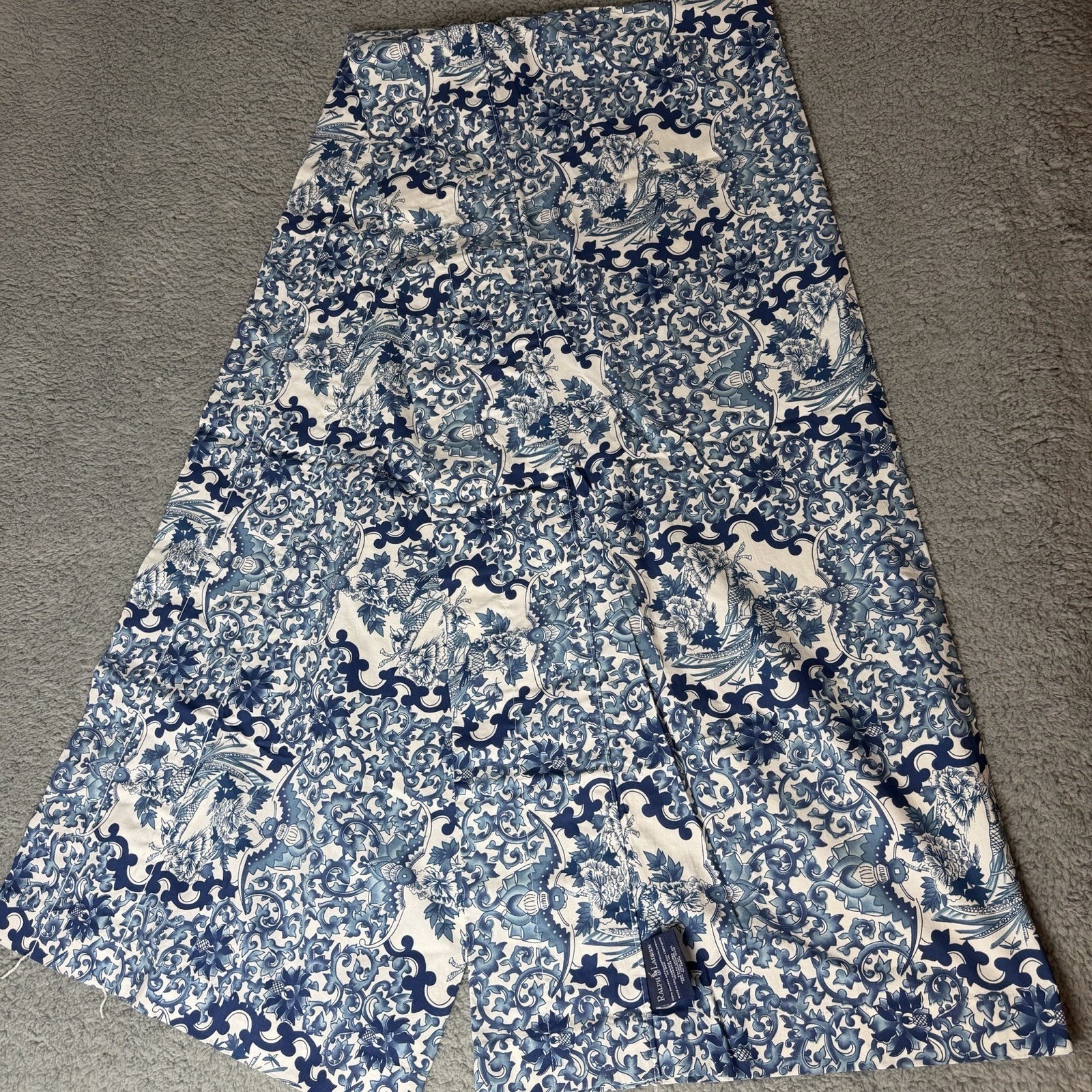 Ralph Lauren TAMARIND Valance Porcelain Blue 80 x 17 Lined Cotton EUC Home