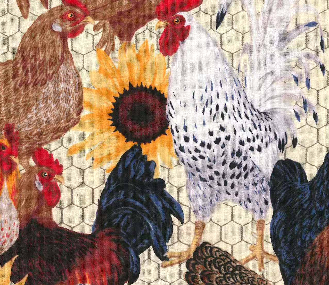 Farmhouse Chicken Valance, Rooster Sunflower Kitchen Curtain