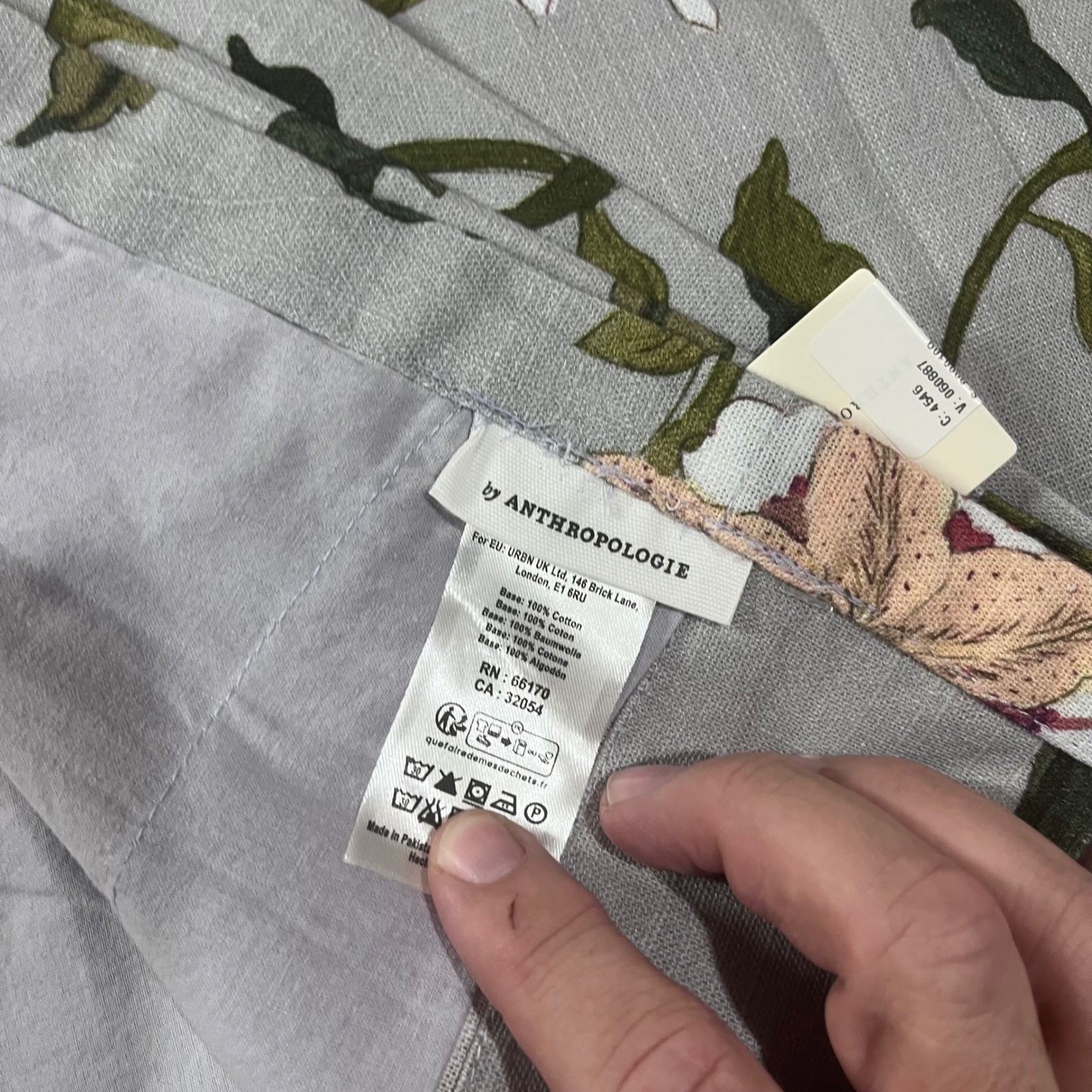 Anthropologie Hattie Floral Curtain (2) Panels Blue Pink 50×96 Lined Botanical