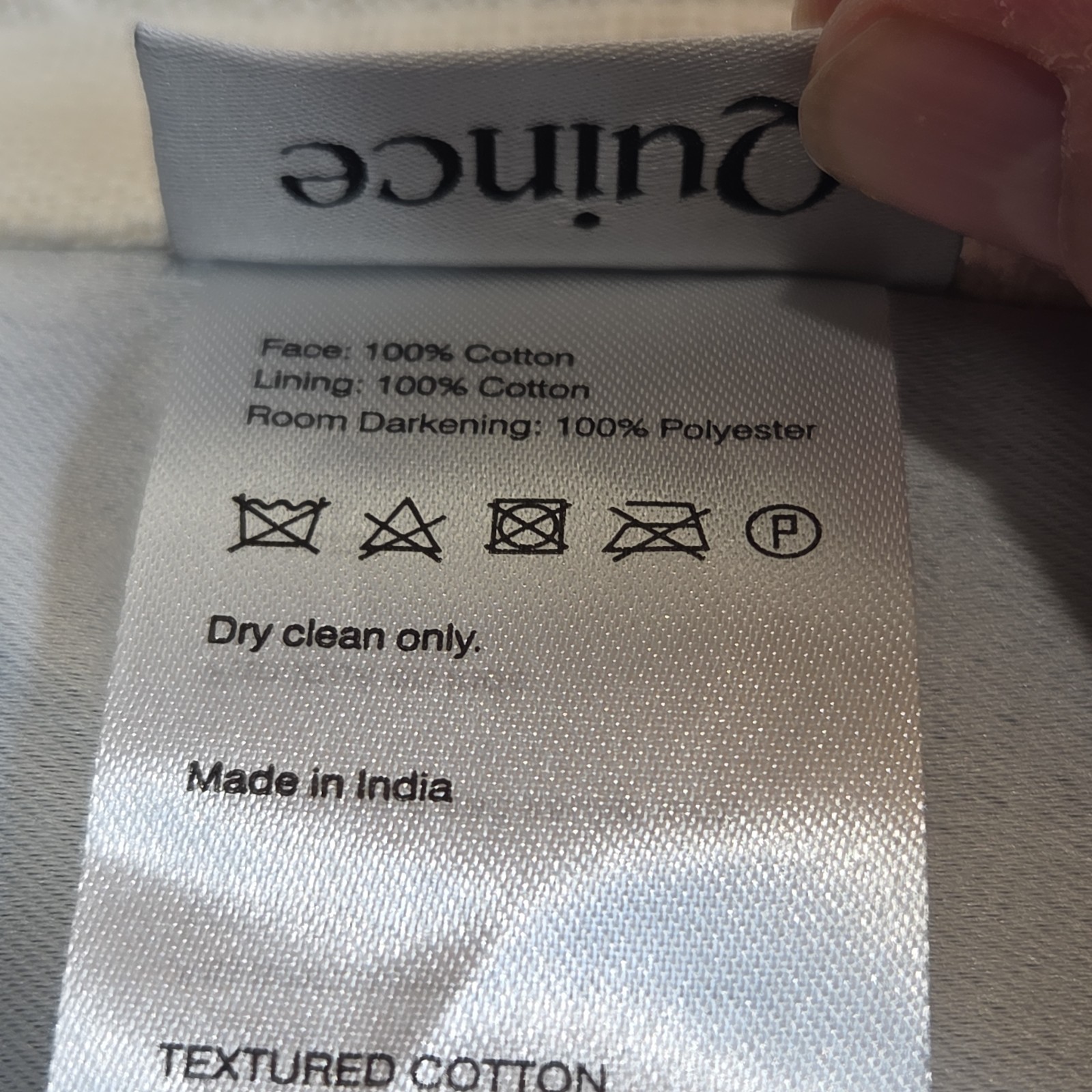 Quince Textured Cotton Room Darkening Curtain Panel Ivory 48×108 Single