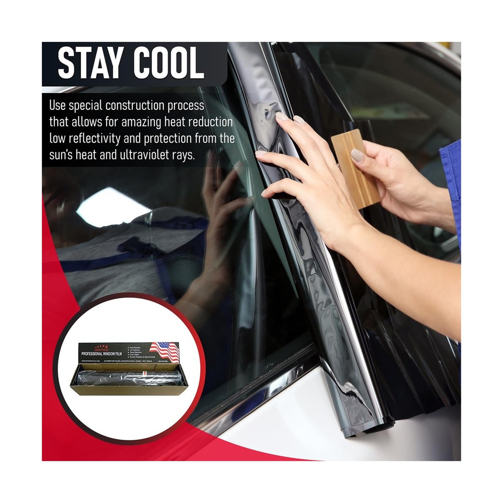 United Window Tint 24″In 100’Ft Nano Carbon 2Ply Charcoal 20% VLT – Clear Pol…