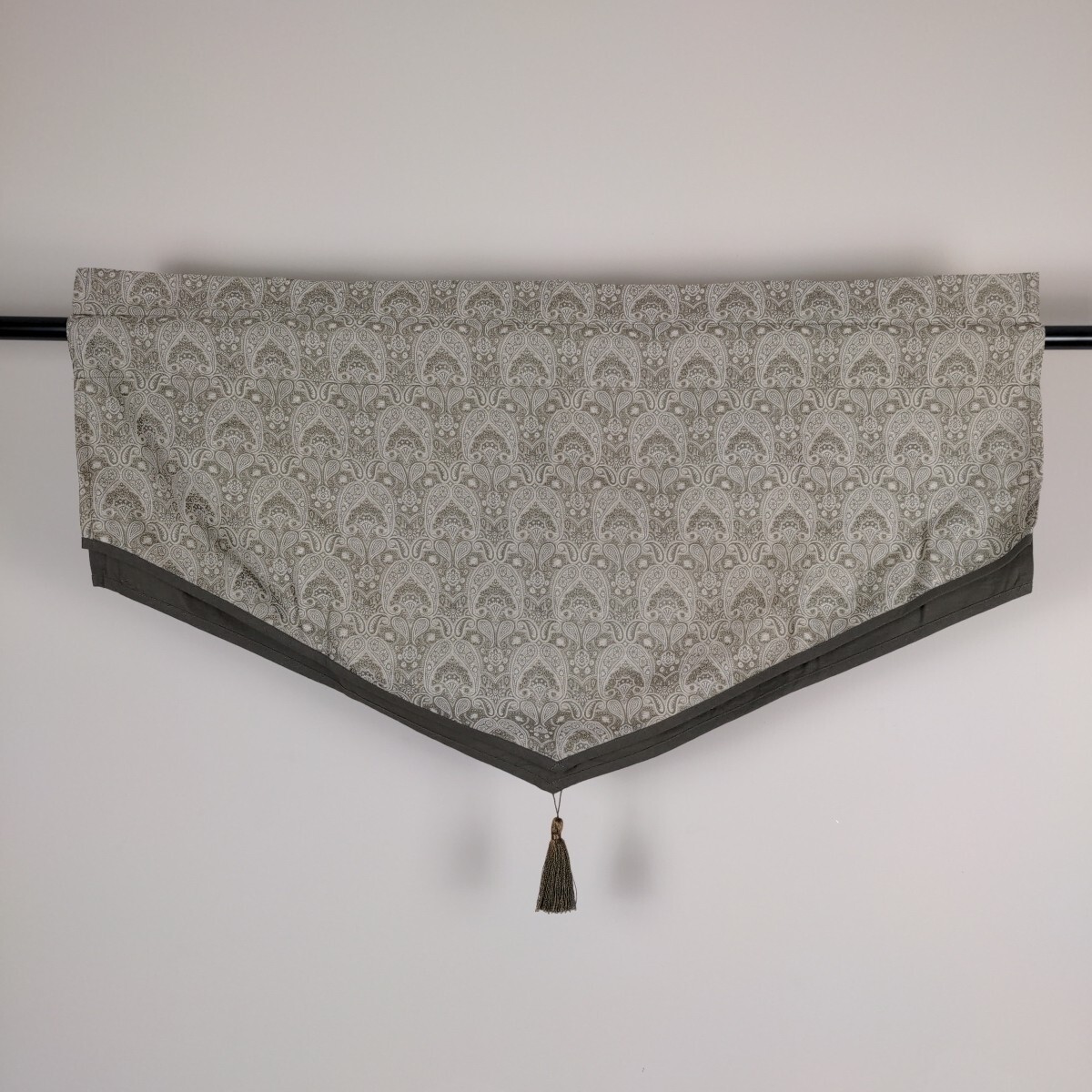 3x Croscill Curtain Valances Brown Paisley Embroidered Layered Tassel 39 x 22.5