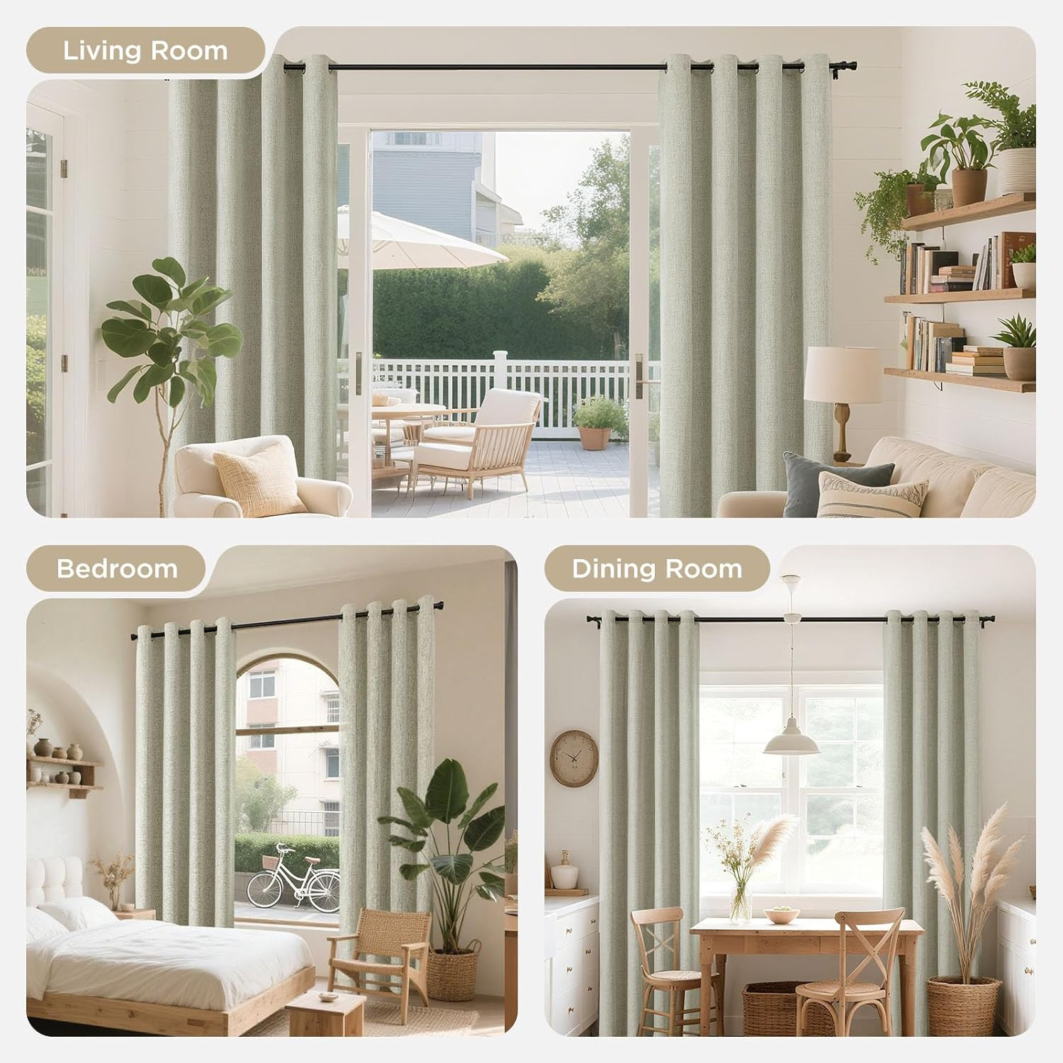 Joydeco Blackout Curtains 63 Inches Long 2 Panels Burg, Room Darkening Curtains
