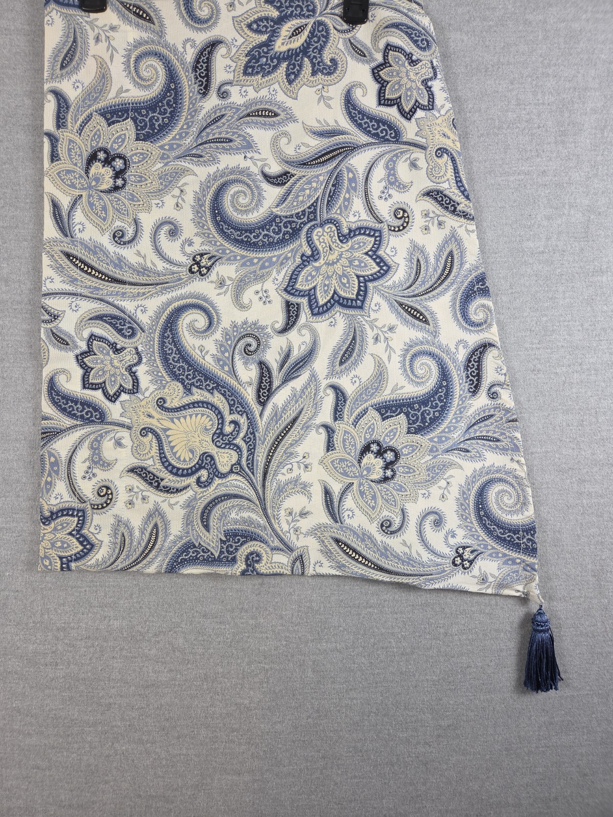 Waverly Traditions Window Valance Swag Curtain 52×24 Blue Paisley Tassel Edge