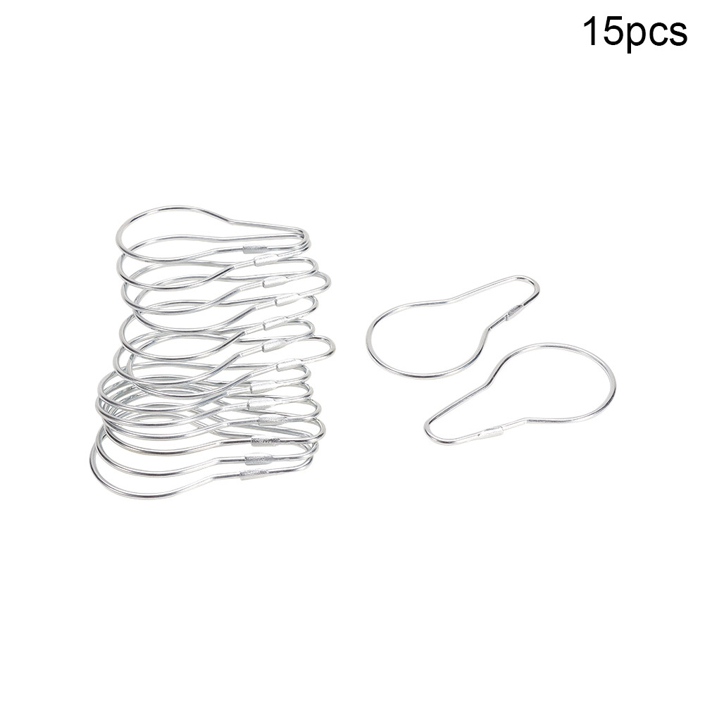 35mm Shower Curtain Rings Hooks Rustproof Bathroom Shower Rods Curtains Silver