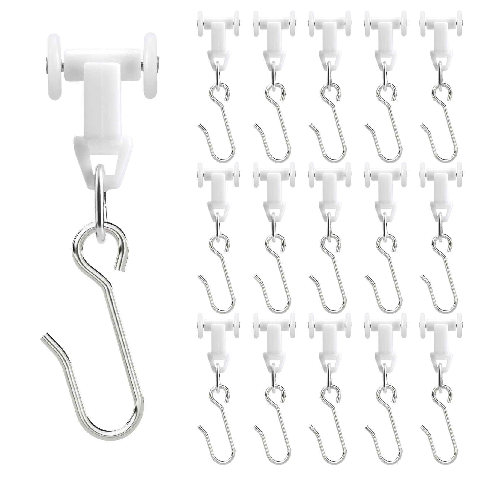 20mm-Ceiling Curtain Track Roller Hooks-Room Divider, Durable Stainless Steel…