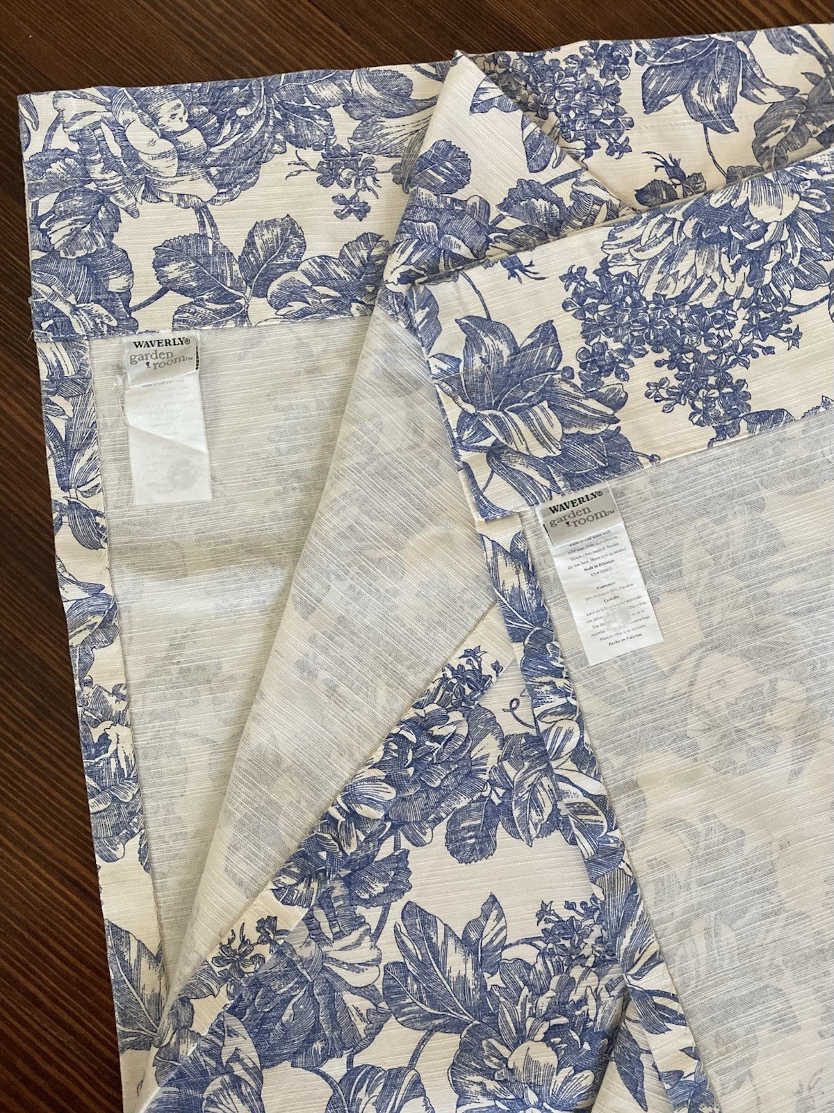 Waverly Garden Room Blue Garden Toile 2 Curtain Panels Unlined Pre Owned. Vguc