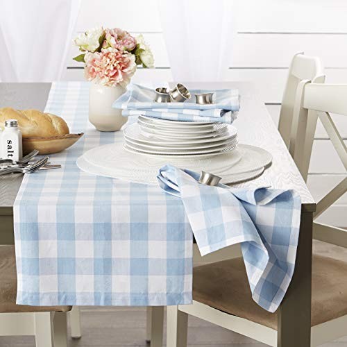 Buffalo Check Collection, Classic 104″ x 60″ (Rectangular) Light Blue & White