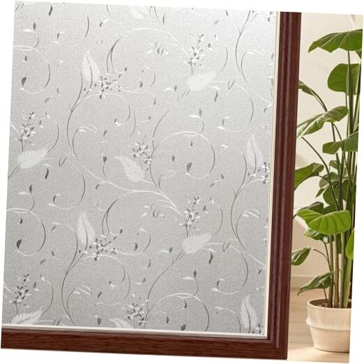 Window Privacy Film Decorative Stained Glass Floral 17.5 x 78.7inch Floret