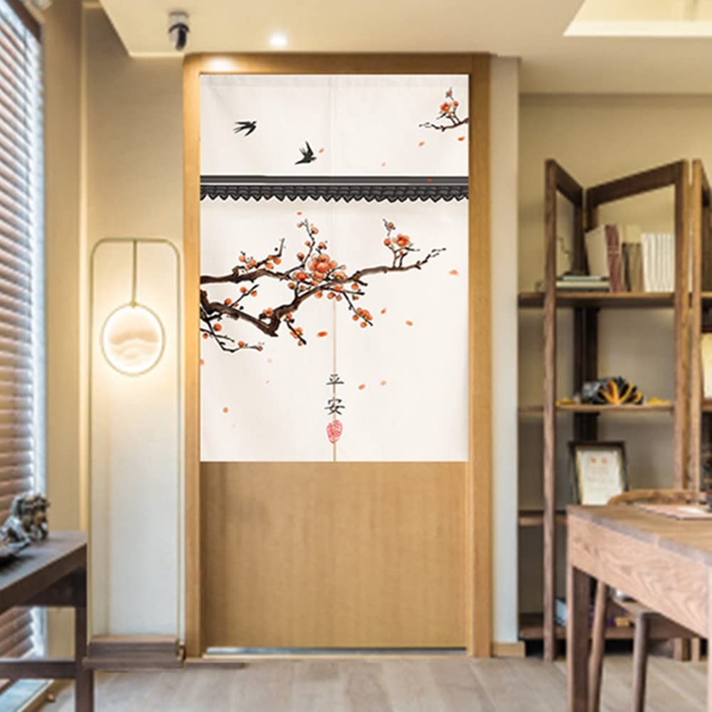 Rloncomix Japanese Noren Doorway Curtain Tapestry Traditional Chinese Plum