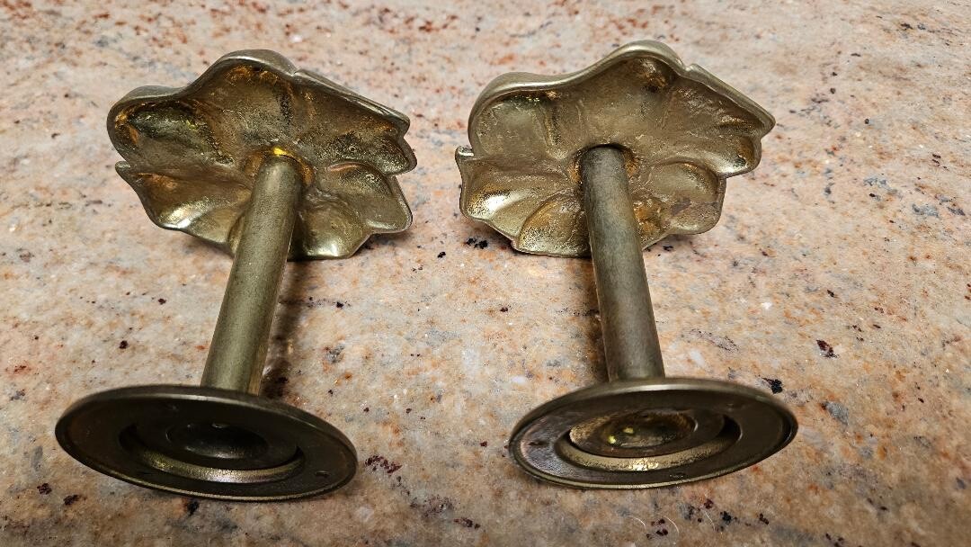 Brass Vintage flower Curtain Hold Tie Backs Heavy Art Deco Interior Designer