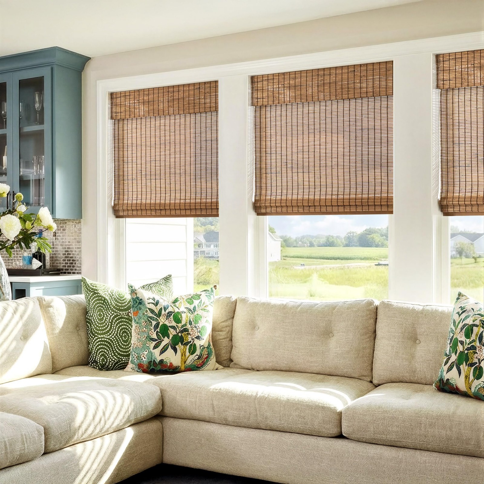 LazBlinds Roman Shades 39″W x 48″H Malay Umber Bamboo