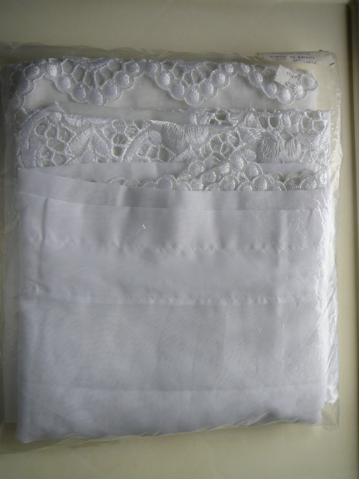 Embroidered Polyester White Lace Lisbon Style Curtain Made In Spain-60″ x 84″