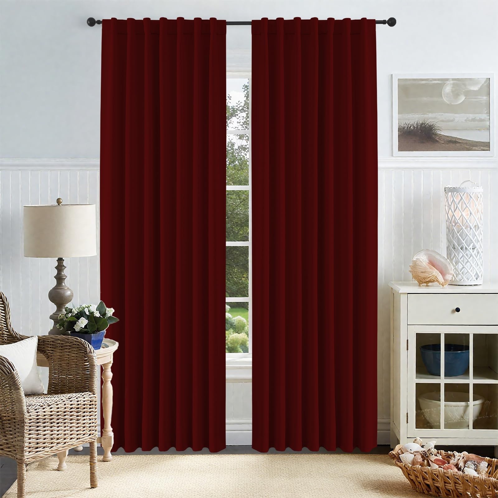 CUCRAF Blackout Curtains 54 Inches Length 2 Panels Set, Rod Pocket and Back Tab