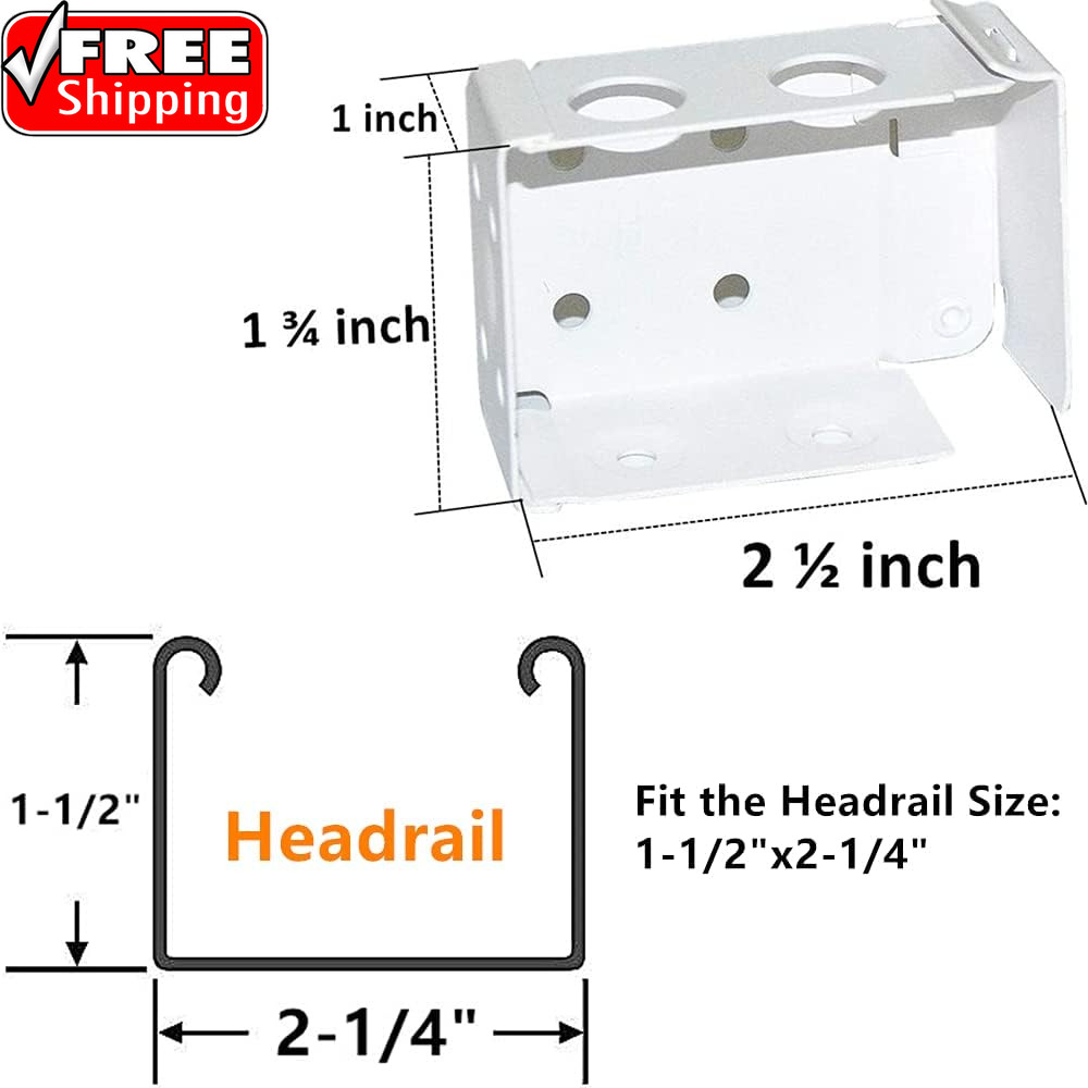 2Pcs Box Mounting Bracket for Low Profile Horizontal Blinds with 1-3/4″ X 2 1/2″