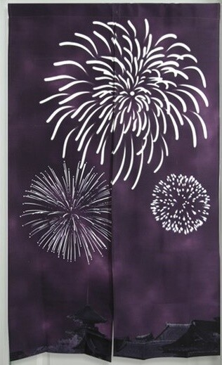Japanese Noren Tapestry Door Curtain Firework 100% Polyester 82cm x 140cm