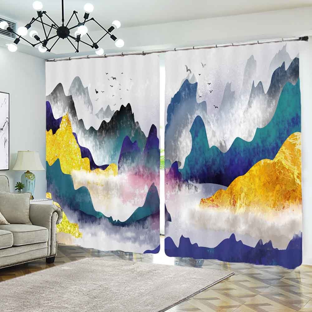 Nibble Books Sky Line 3D Curtain Blockout Photo Printing Curtains Drape Fabric