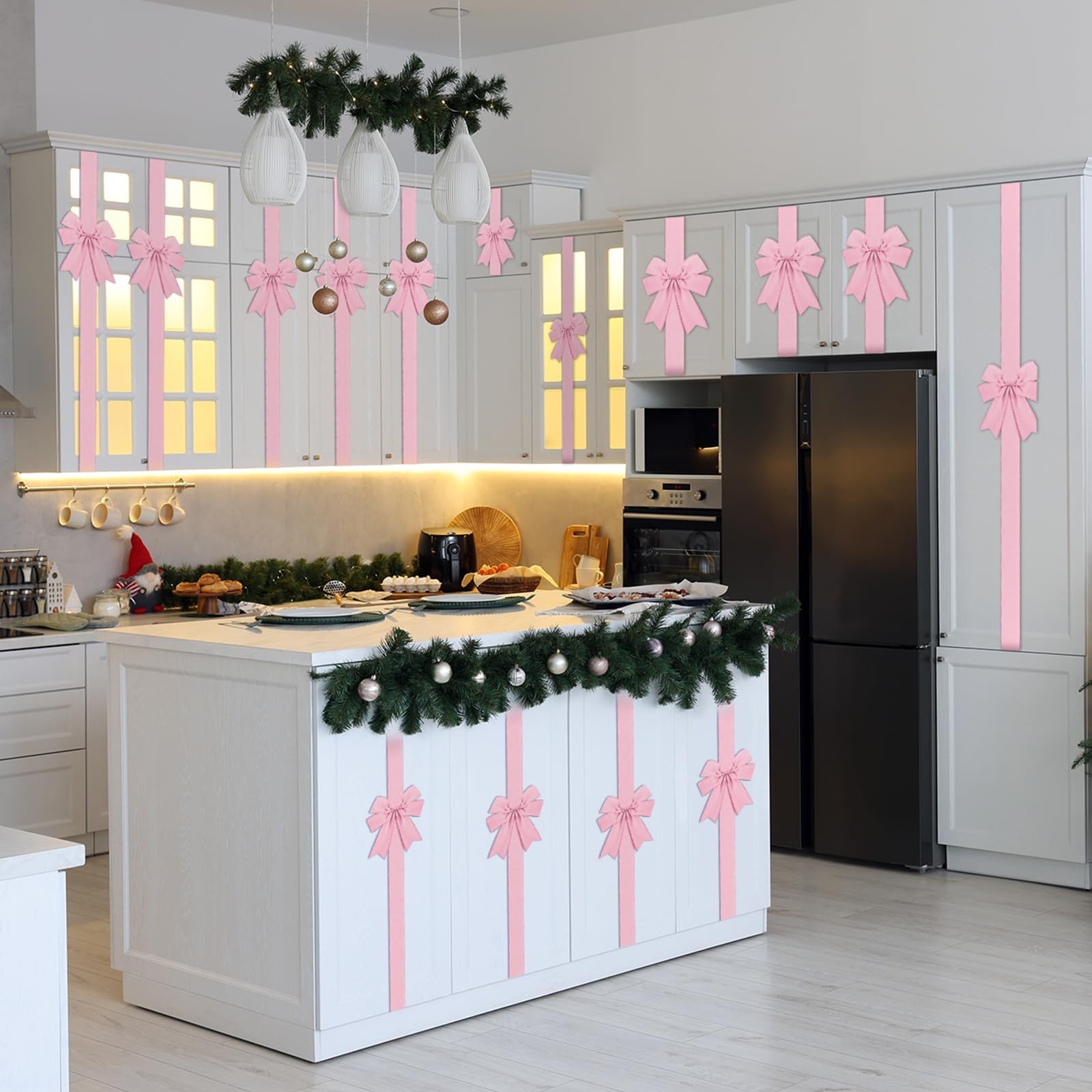 6Pcs/8Pcs Christmas Housewarming Kitchen Gifts Cabinet Ribbons Bows Home Déco…