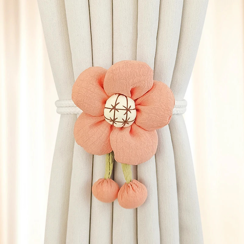 Pair of cartoon flower curtain straps, simple children’s room decoration gauze c