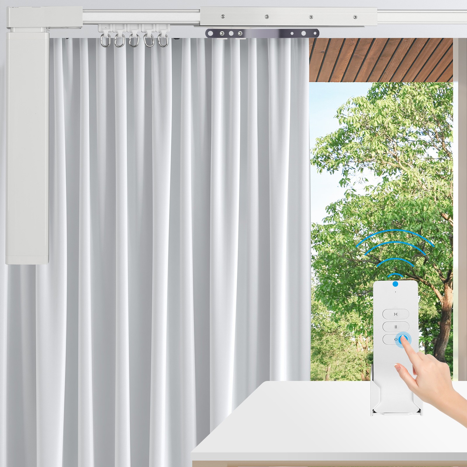 6.2m Motorized Curtain Track Rail 20.3ft Wifi Remote Control Heavy Duty