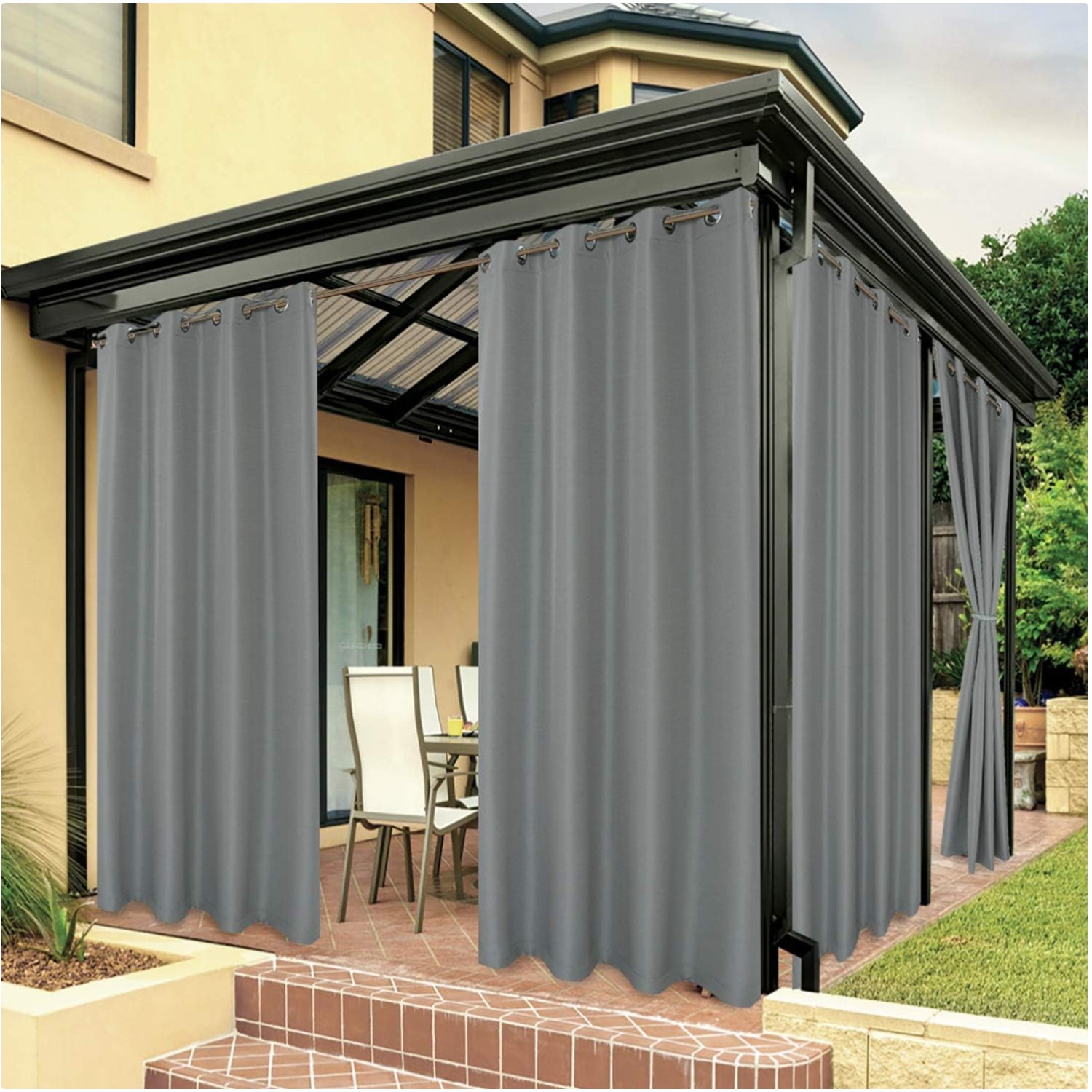 Grommet Top Outdoor Curtain Panels – Waterproof & UV Protection, 54x84inch Grey