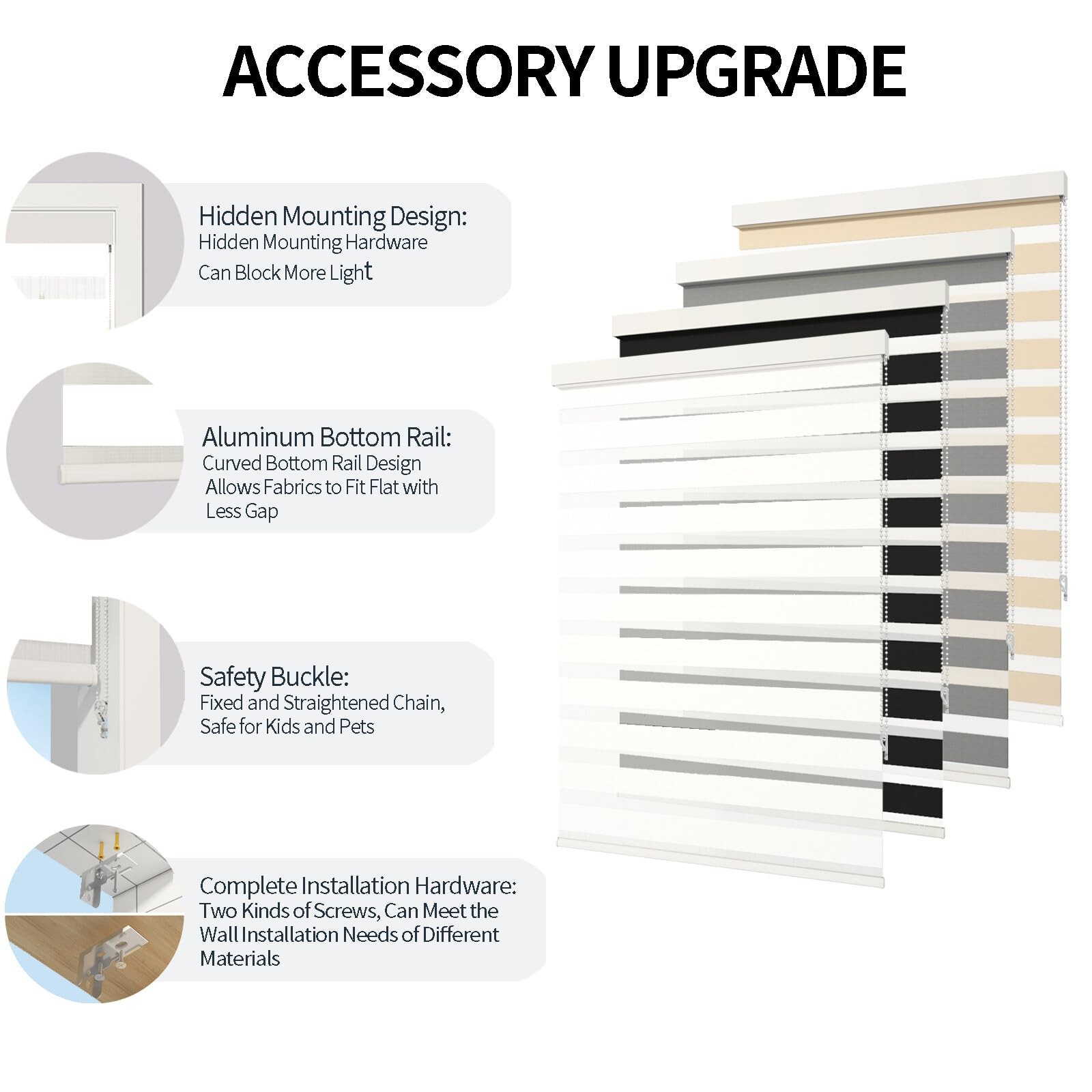 Zebra Blinds for Windows (40″ W x 72″ H, White) Zebra Roller Window Shades, C…