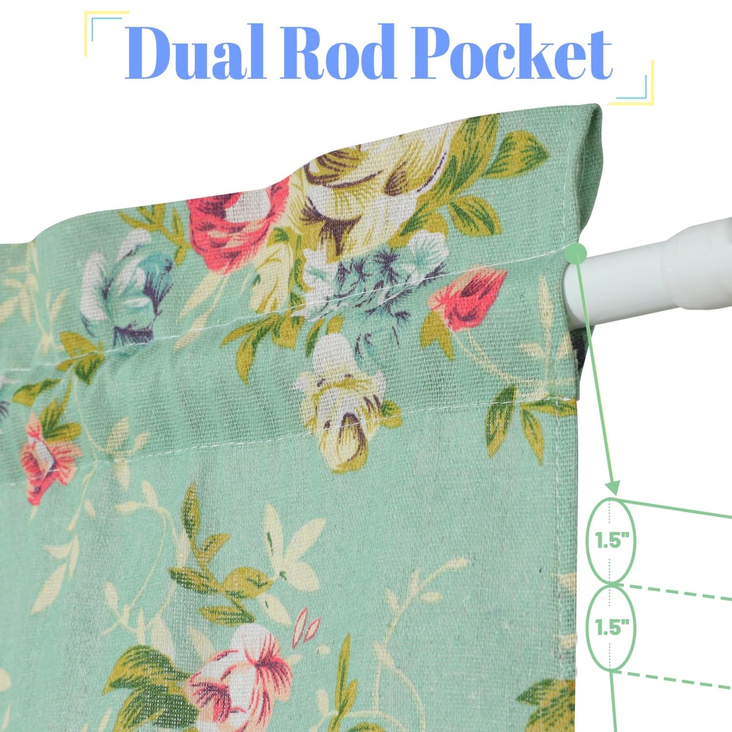 Linen French Door Curtains Floral Green Country Style 54×72 Inches for Sale