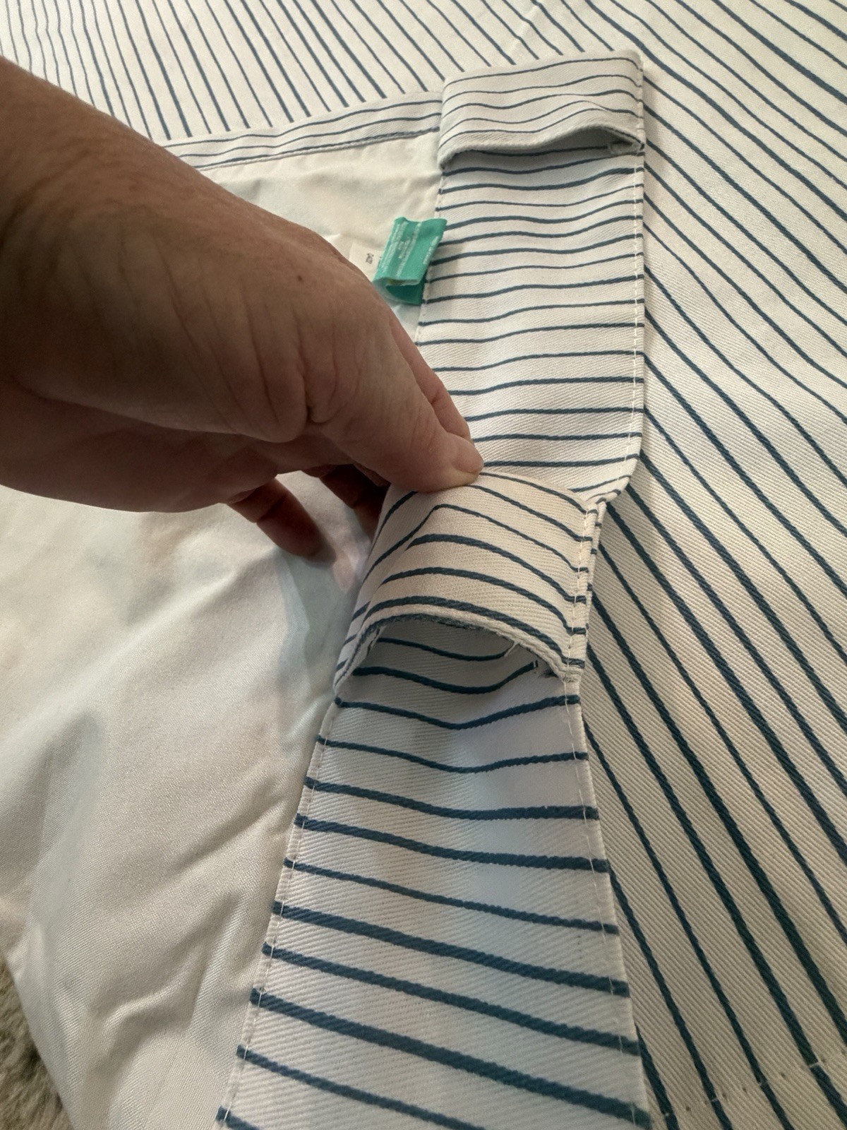2 Pillowfort Curtain Panels Blue white Stripes Lined Hidden Tab Top 84″X41″