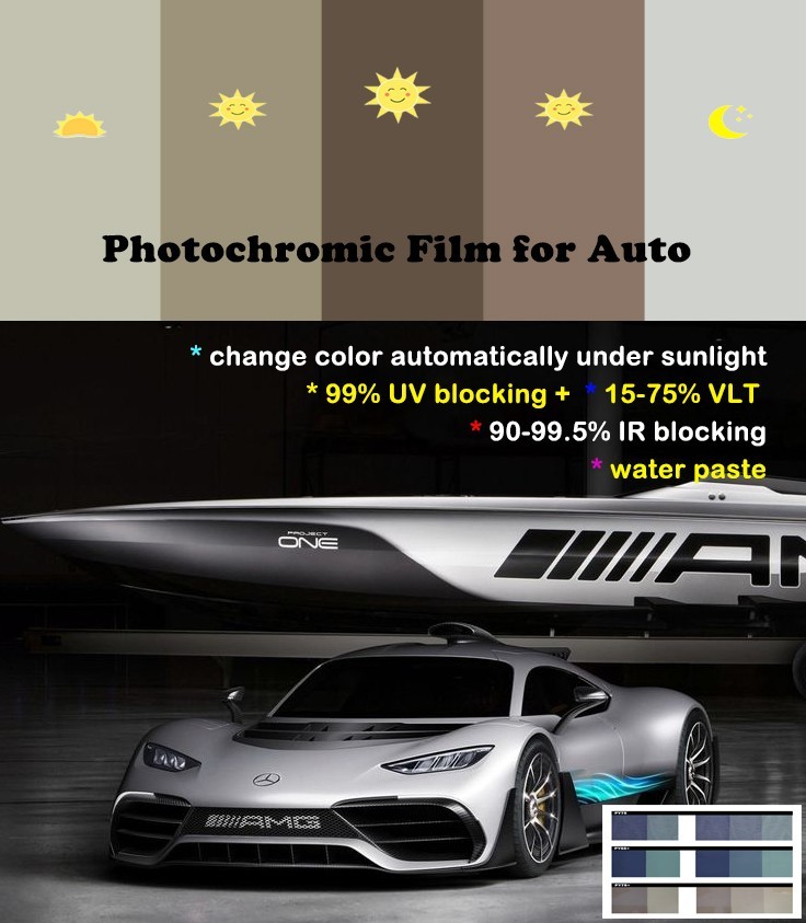 Photochromic film PY45, 99% UV protection,window film,0.5mx2m,car window film