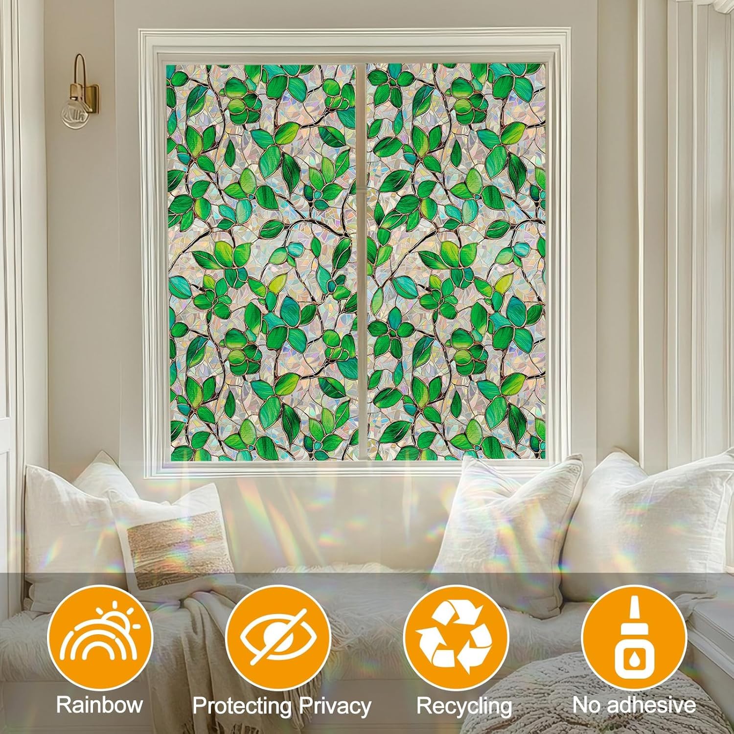 Window Privacy Film W/ Installation Tools Home Decorative Colored Glass Window