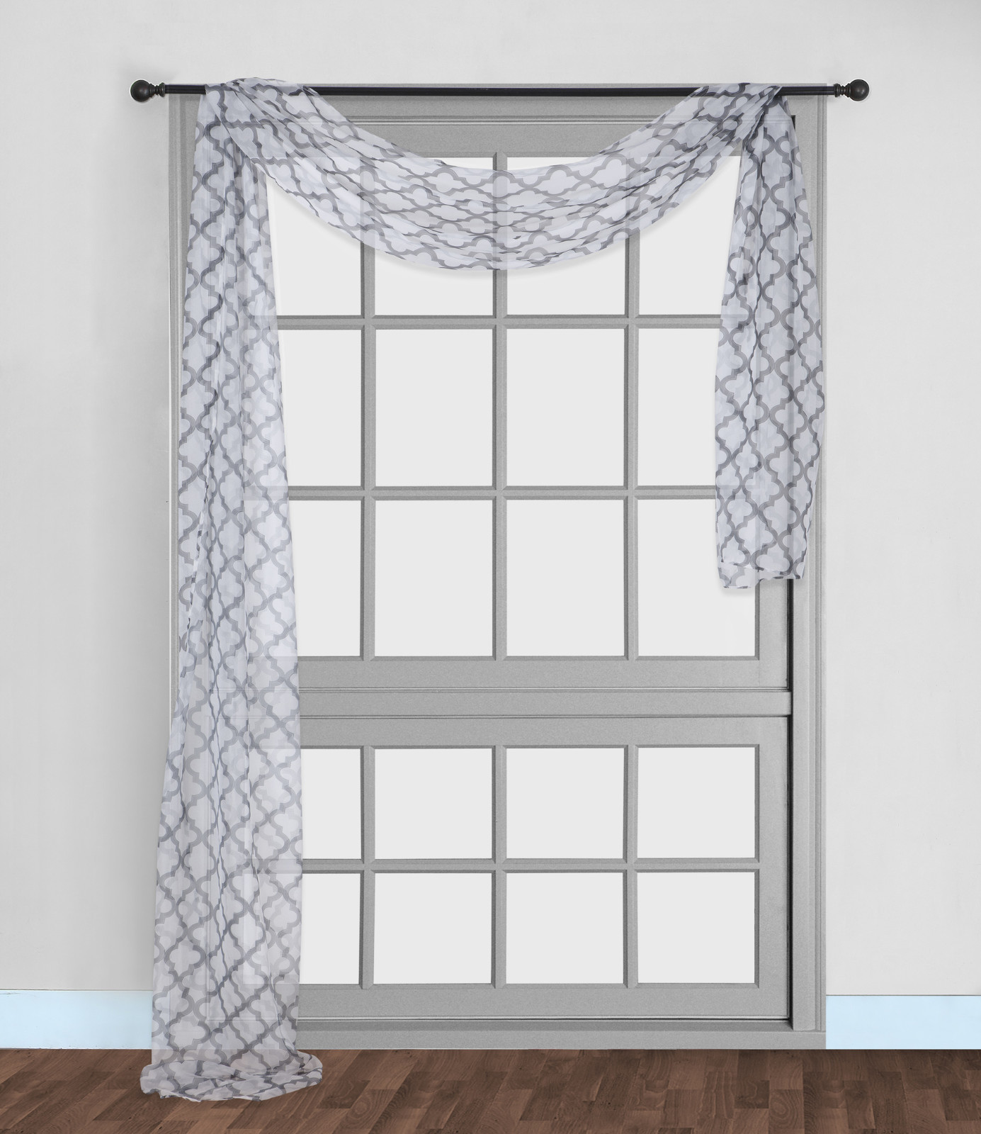 VALANCE WINDOW SCARF SWAG VOILE SHEER ELEGANT TOPPER GEOMETRIC PRINTED S38 216″