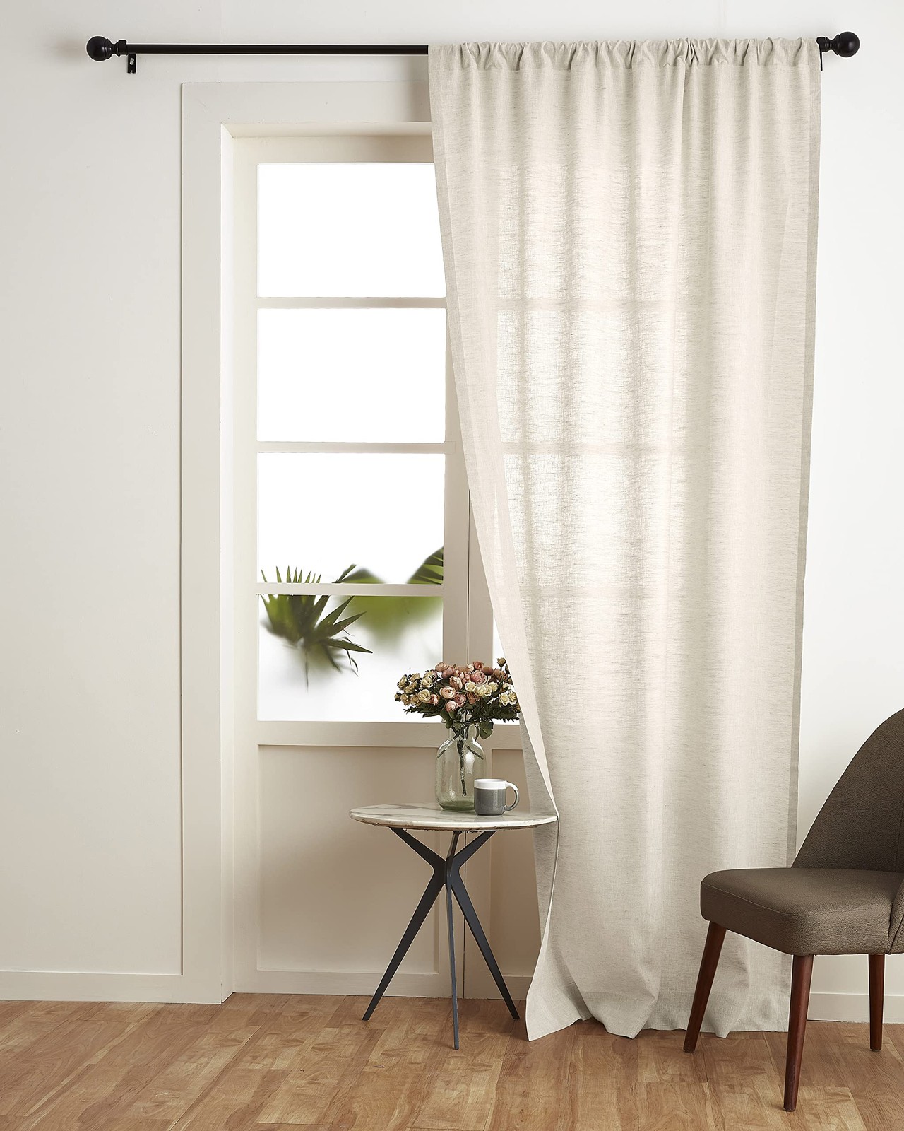 Solino Home Light Natural Linen Curtain 52 X 84 Inch Light Filtering Rod Pocket