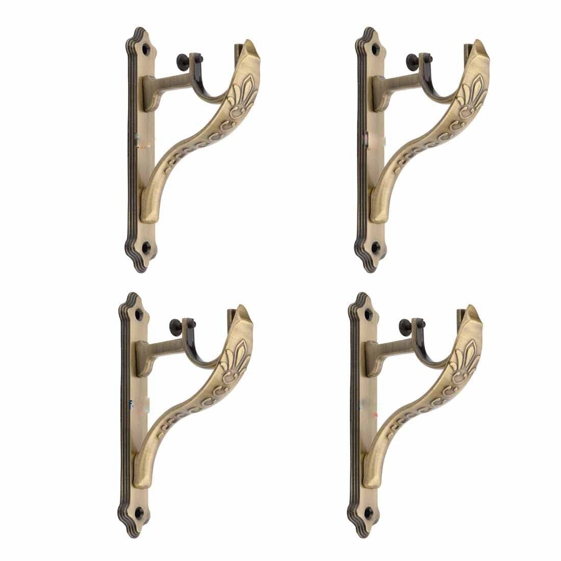 Antique Brass Curtain Supports Brackets for Door and Window 1 Inch Rod 4 Pcs